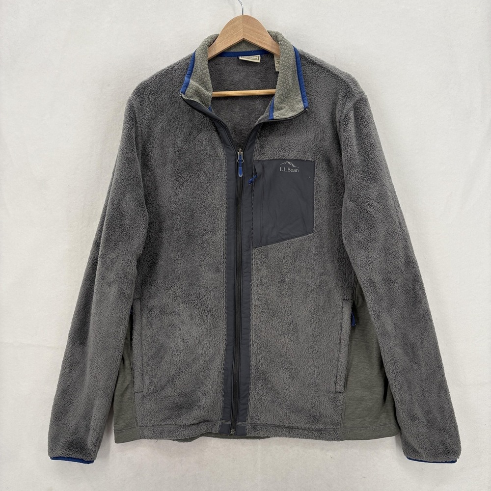 L.L.Bean Adventure Hybrid Fleece Full-Zip Jacket Mens Large Tall Gray Outdoor